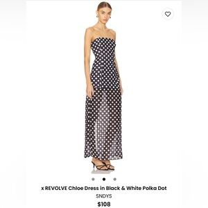 SNDYS x Revolve Chloe Dress in Black and White Polka Dot